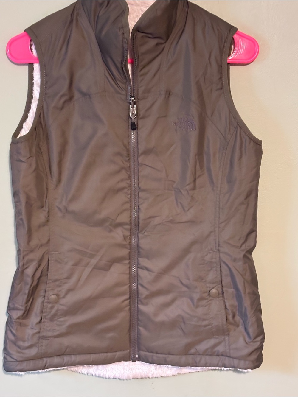 Reversible North Face Women's Dark Brown Fleece-Lined Vest Size S